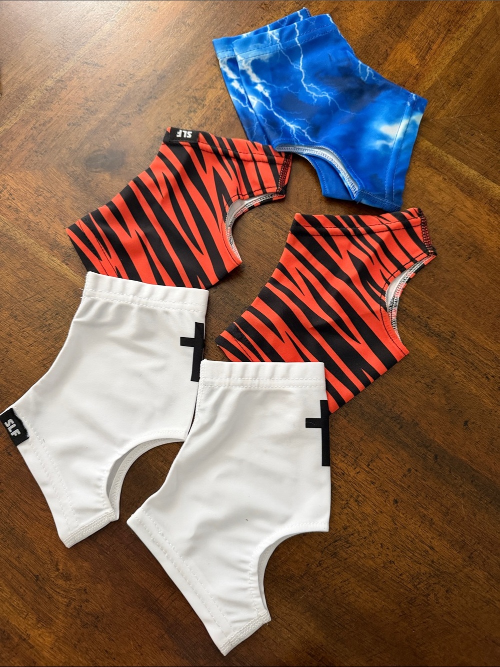 Men's football cleat covers- White, Red-Black Stripe, Blue Lightning